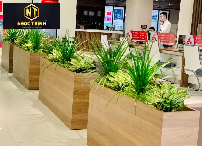 TỦ TÀI LIỆU CÓ BỒN CÂY XANH TẠO CẢM GIÁC TƯƠI MÁT